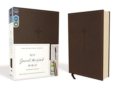 NIV, Journal the Word Bible, Imitation Leather, Brown, Red Letter Edition, Comfort Print: Reflect, Take Notes, or Create Art Next to Your Favorite Ver -- Zondervan, Bible