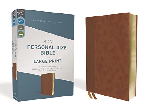 Niv, Personal Size Bible, Large Print, Leathersoft, Brown, Red Letter Edition, Comfort Print -- Zondervan, Bible