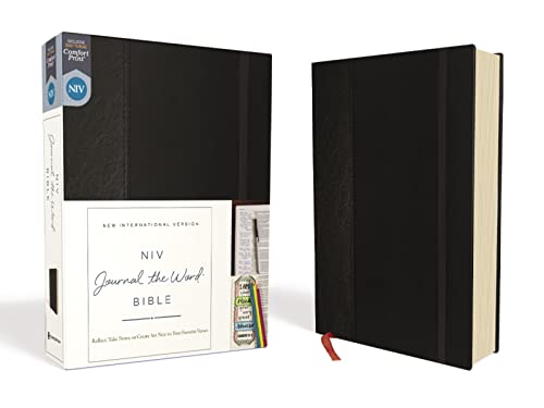NIV, Journal the Word Bible, Hardcover, Black, Red Letter Edition, Comfort Print: Reflect, Take Notes, or Create Art Next to Your Favorite Verses -- Zondervan, Bible