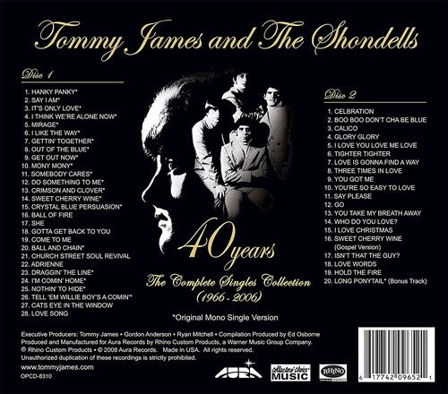 40 Years The Complete Singles Collection, Tommy James, CD