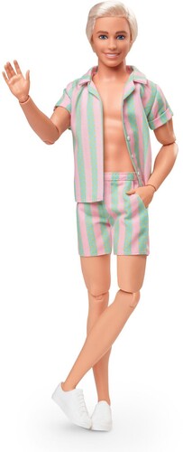 Barbie Movie Ken Doll Wearing Pastel Striped Beach, Barbie, Collectibles