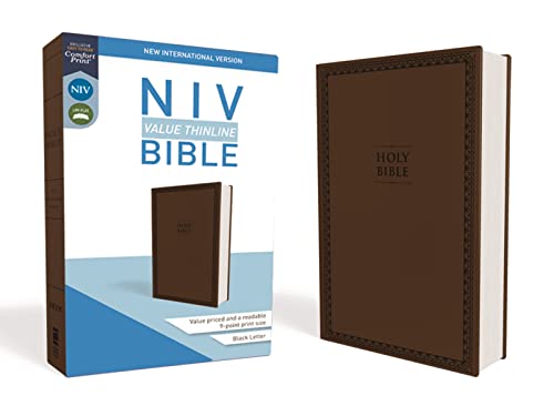 NIV, Value Thinline Bible, Imitation Leather, Brown -- Zondervan - Bible
