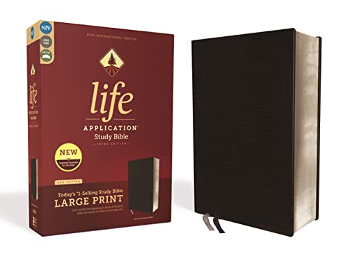 Niv, Life Application Study Bible, Third Edition, Large Print, Bonded Leather, Black, Red Letter Edition -- Zondervan, Bible