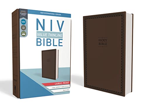 NIV, Value Thinline Bible, Large Print, Imitation Leather, Brown by Zondervan