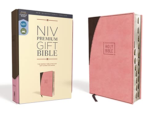 Niv, Premium Gift Bible, Leathersoft, Pink/Brown, Red Letter Edition, Indexed, Comfort Print -- Zondervan, Bible