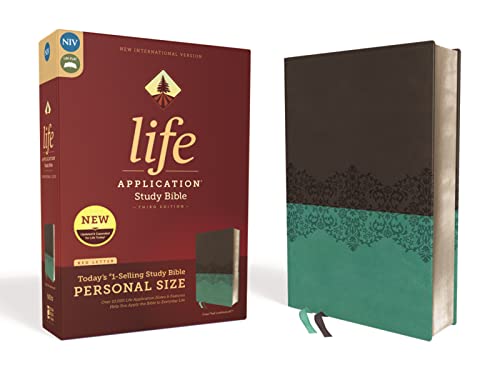 Niv, Life Application Study Bible, Third Edition, Personal Size, Leathersoft, Gray/Teal, Red Letter Edition -- Zondervan, Bible