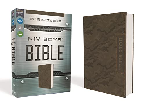 Niv, Boys' Bible, Leathersoft, Brown Camo, Comfort Print -- Zondervan, Bible