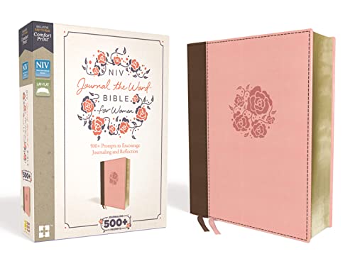 NIV, Journal the Word Bible for Women, Leathersoft, Pink, Red Letter Edition, Comfort Print: 500+ Prompts to Encourage Journaling and Reflection -- Zondervan, Bible