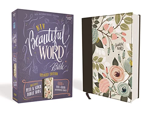 Niv, Beautiful Word Bible, Updated Edition, Peel/Stick Bible Tabs, Cloth Over Board, Multi-Color Floral, Red Letter, Comfort Print: 600+ Full-Color Il -- Zondervan, Bible