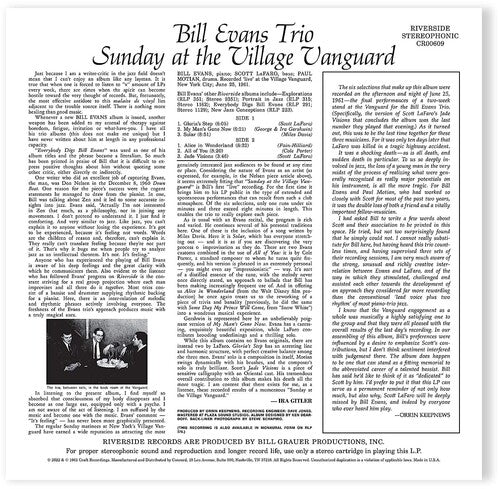 Sunday Village Vanguard (Original Jazz Classics), Bill Evans, LP