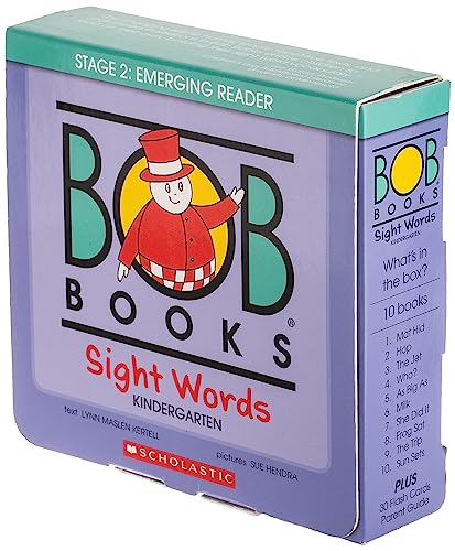 Bob Books - Sight Words Kindergarten Box Set Phonics, Ages 4 and Up, Kindergarten, Flashcards (Stage 2: Emerging Reader) -- Lynn Maslen Kertell, Paperback