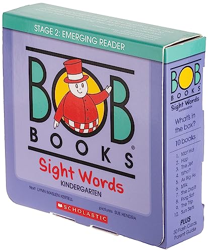 Bob Books - Sight Words Kindergarten Box Set Phonics, Ages 4 and Up, Kindergarten, Flashcards (Stage 2: Emerging Reader) -- Lynn Maslen Kertell - Paperback