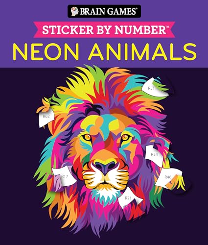 Brain Games - Sticker by Number: Neon Animals by Publications International Ltd