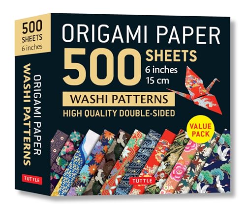 Origami Paper 500 Sheets Japanese Washi Patterns 6 (15 CM): Double-Sided Origami Sheets with 12 Different Designs (Instructions for 6 Projects Include by Tuttle Studio