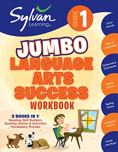 1st Grade Jumbo Language Arts Success Workbook: 3 Books in 1 # Reading Skill Builders, Spellings Games, Vocabulary Puzzles; Activities, Exercises, and -- Sylvan Learning - Paperback
