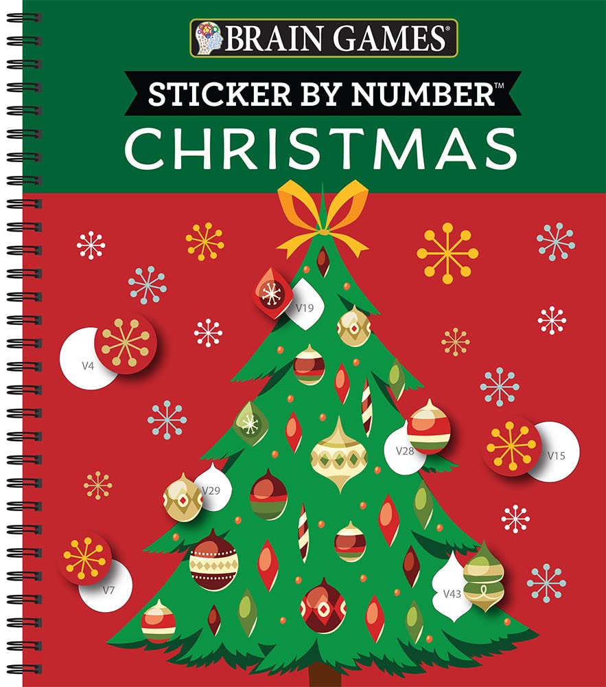 Brain Games - Sticker by Number: Christmas (28 Images to Sticker - Christmas Tree Cover) by Publications International Ltd