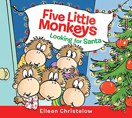 Five Little Monkeys Looking for Santa Board Book -- Eileen Christelow, Board Book