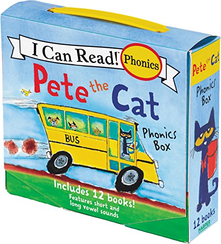 Pete the Cat 12-Book Phonics Fun!: Includes 12 Mini-Books Featuring Short and Long Vowel Sounds -- James Dean, Boxed Set
