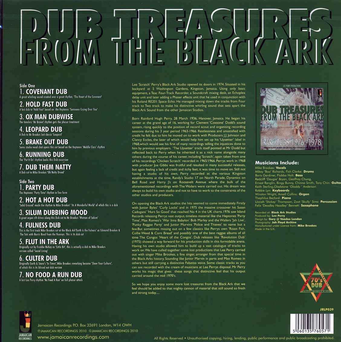 Lee Perry - Dub Treasures From The Black Ark (180g) - Vinyl LP, LP