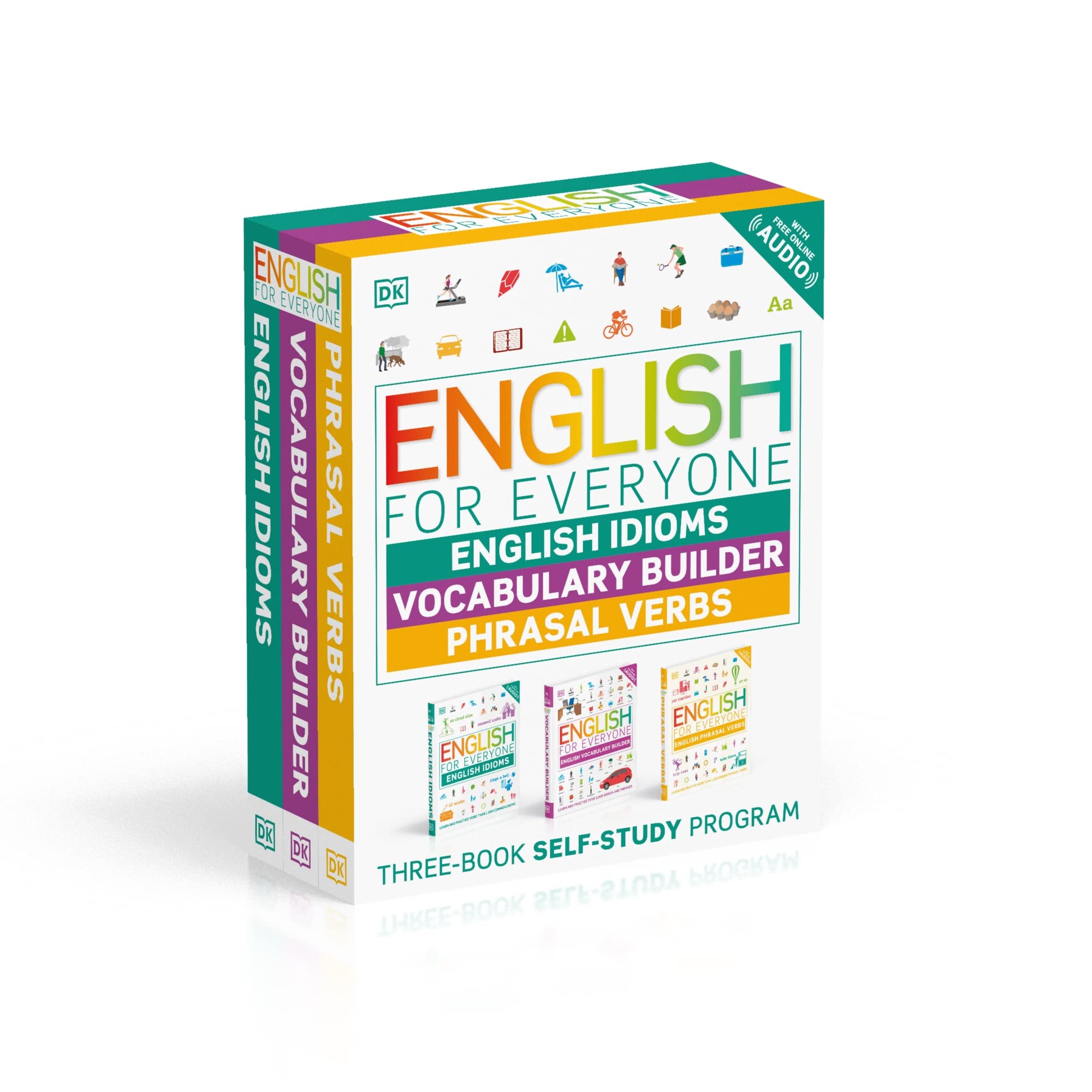 English for Everyone English Idioms, Vocabulary Builder, Phrasal Verbs 3 Book Box Set by DK