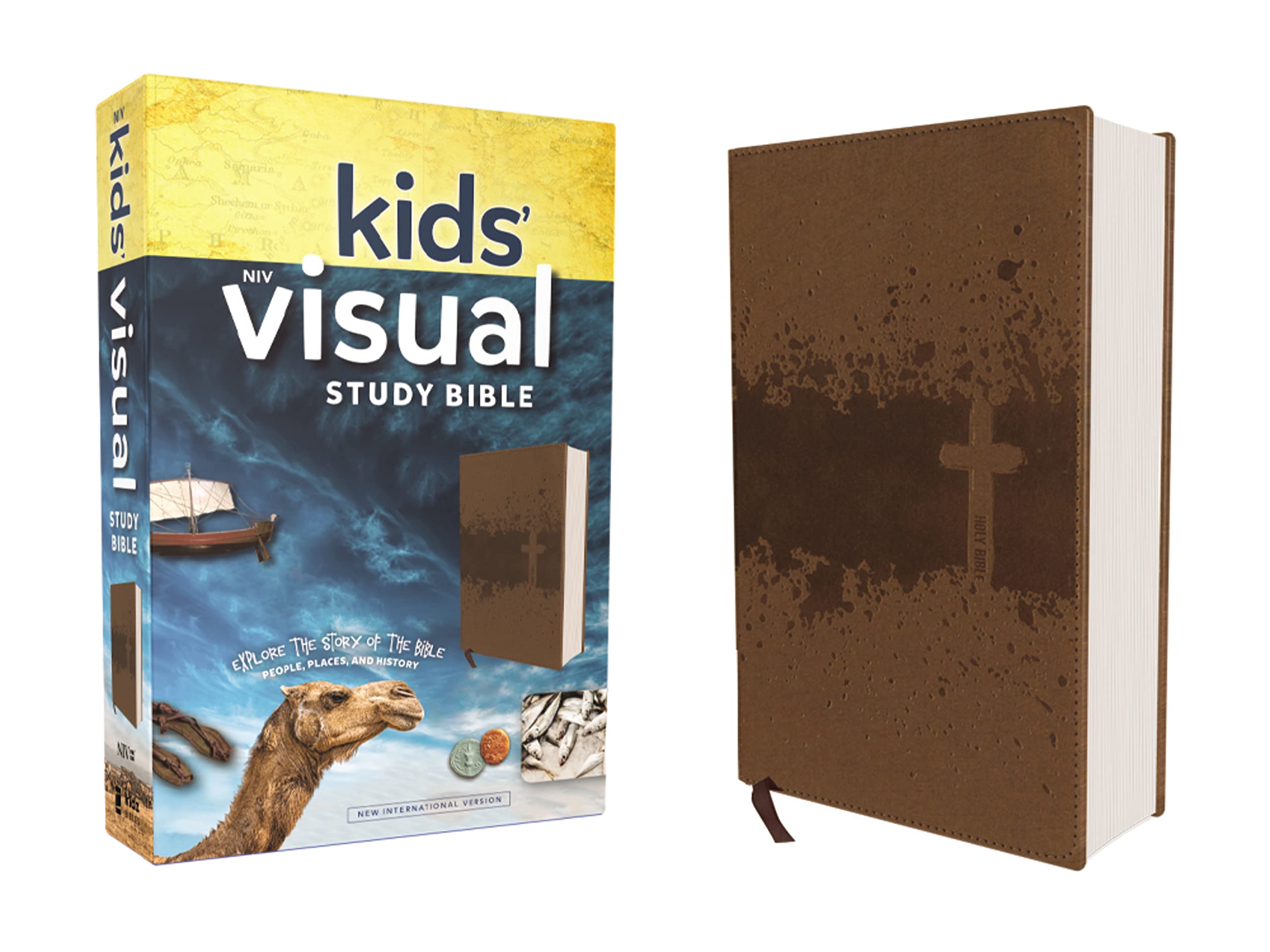 Niv, Kids' Visual Study Bible, Leathersoft, Bronze, Full Color Interior: Explore the Story of the Bible---People, Places, and History by Zondervan