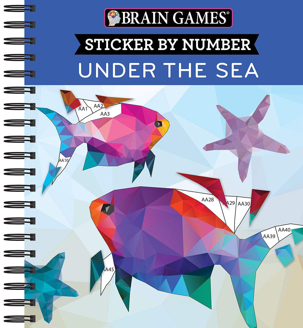 Brain Games - Sticker by Number: Under the Sea - 2 Books in 1 (42 Images to Sticker) by Publications International Ltd