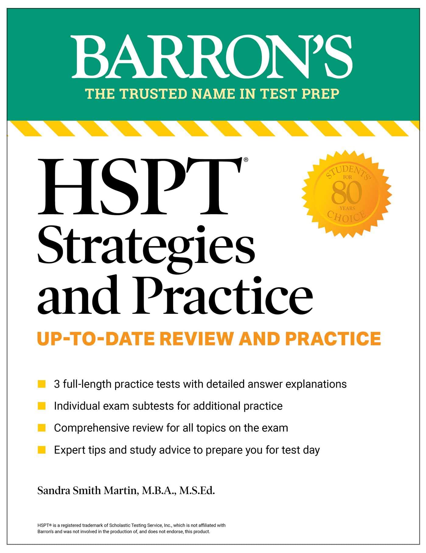 HSPT Strategies and Practice, Second Edition: 3 Practice Tests + Comprehensive Review + Practice + Strategies by Martin, Sandra