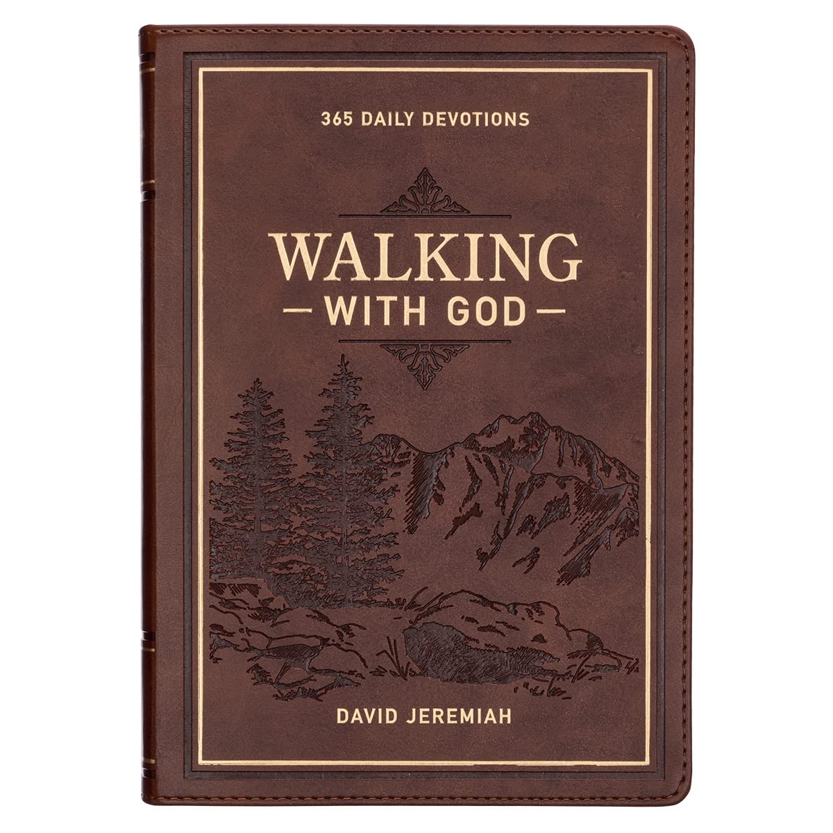 Devotional Walking with God Large Print Faux Leather by Jeremiah, David