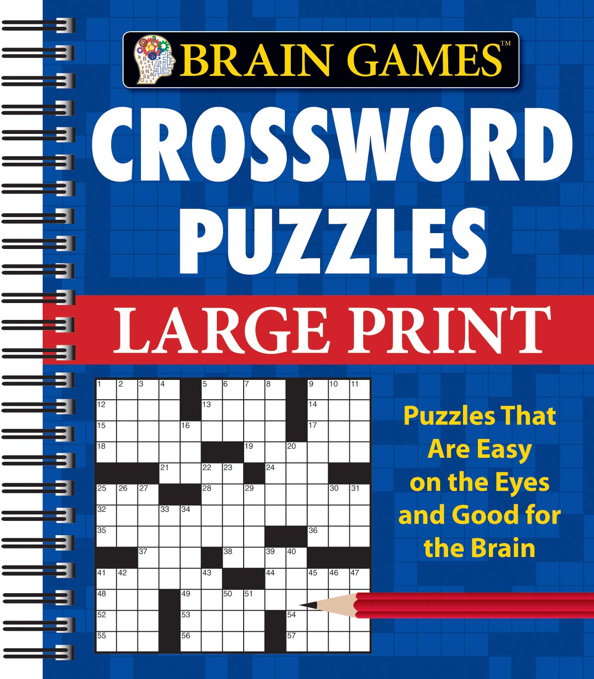 Brain Games - Crossword Puzzles - Large Print (Blue) by Publications International Ltd