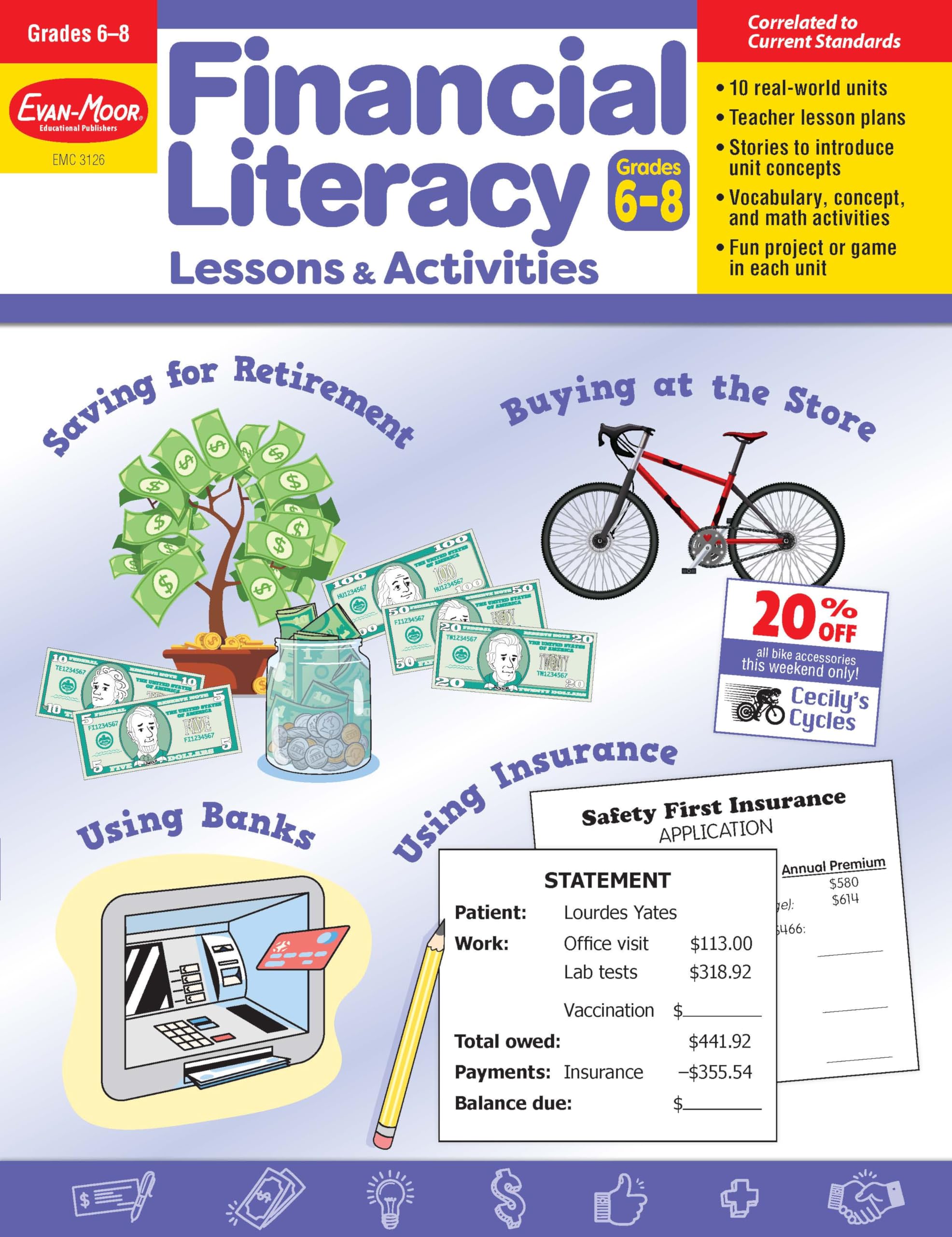 Financial Literacy Lessons and Activities, Grades 6-8 - Teacher Resource by Evan-Moor Corporation