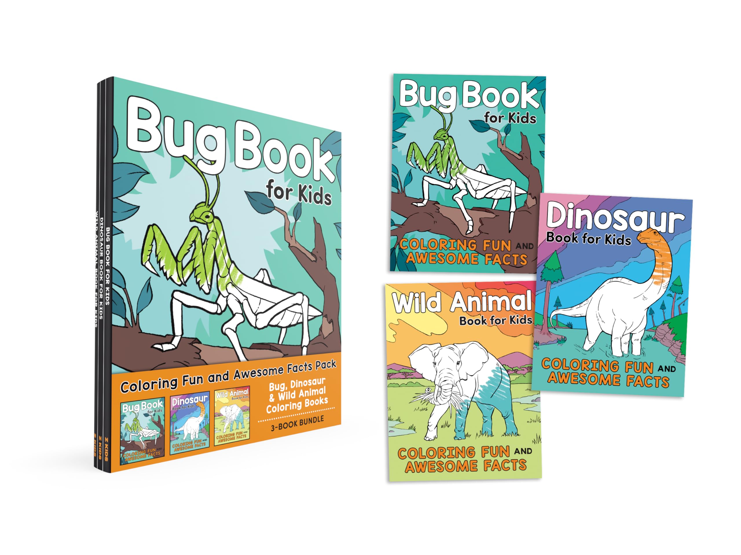 Coloring Fun and Awesome Facts Pack: Bug, Dinosaur, and Wild Animals Coloring Books by Henries-Meisner, Katie