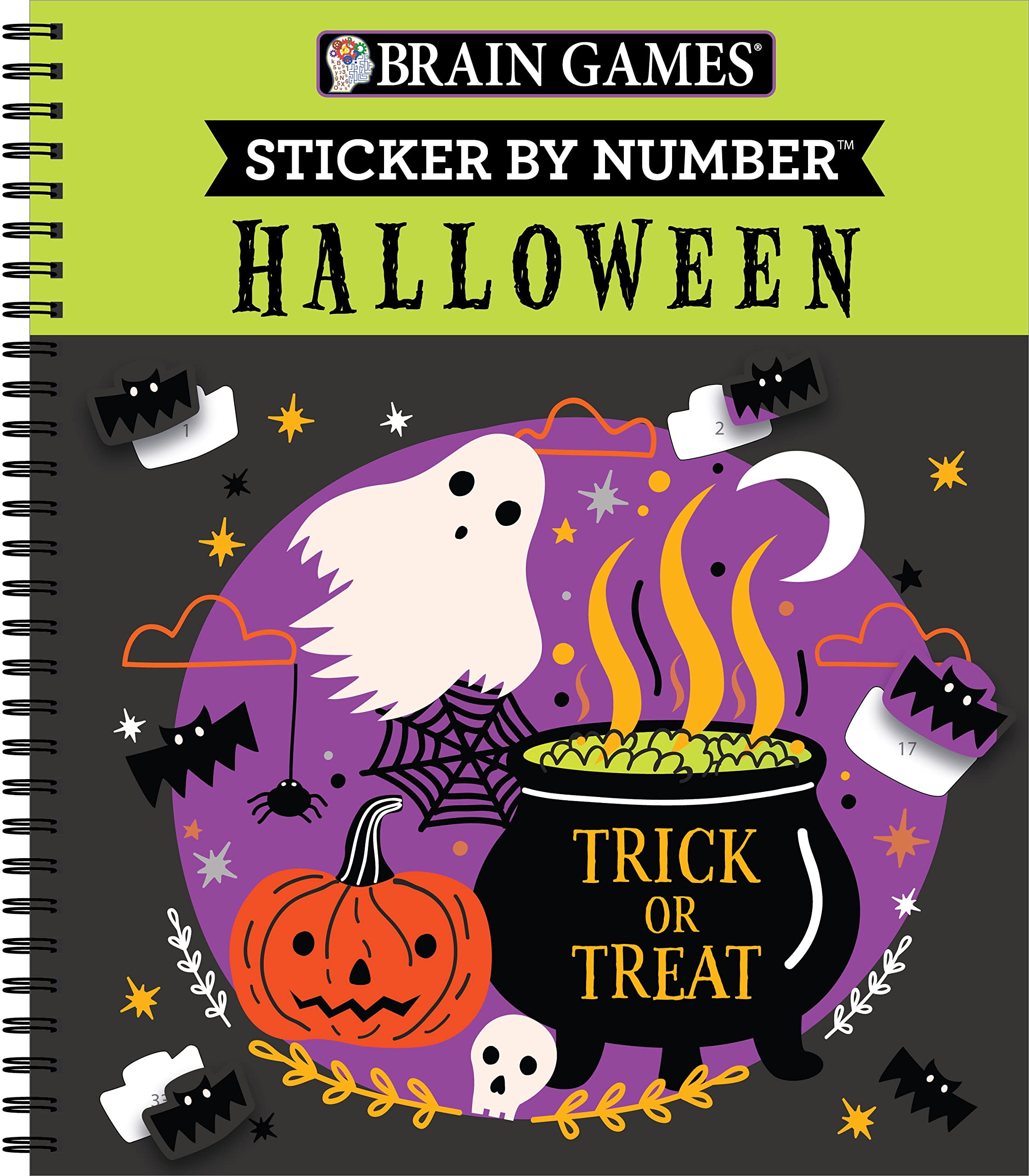 Brain Games - Sticker by Number: Halloween (Trick or Treat Cover) by Publications International Ltd