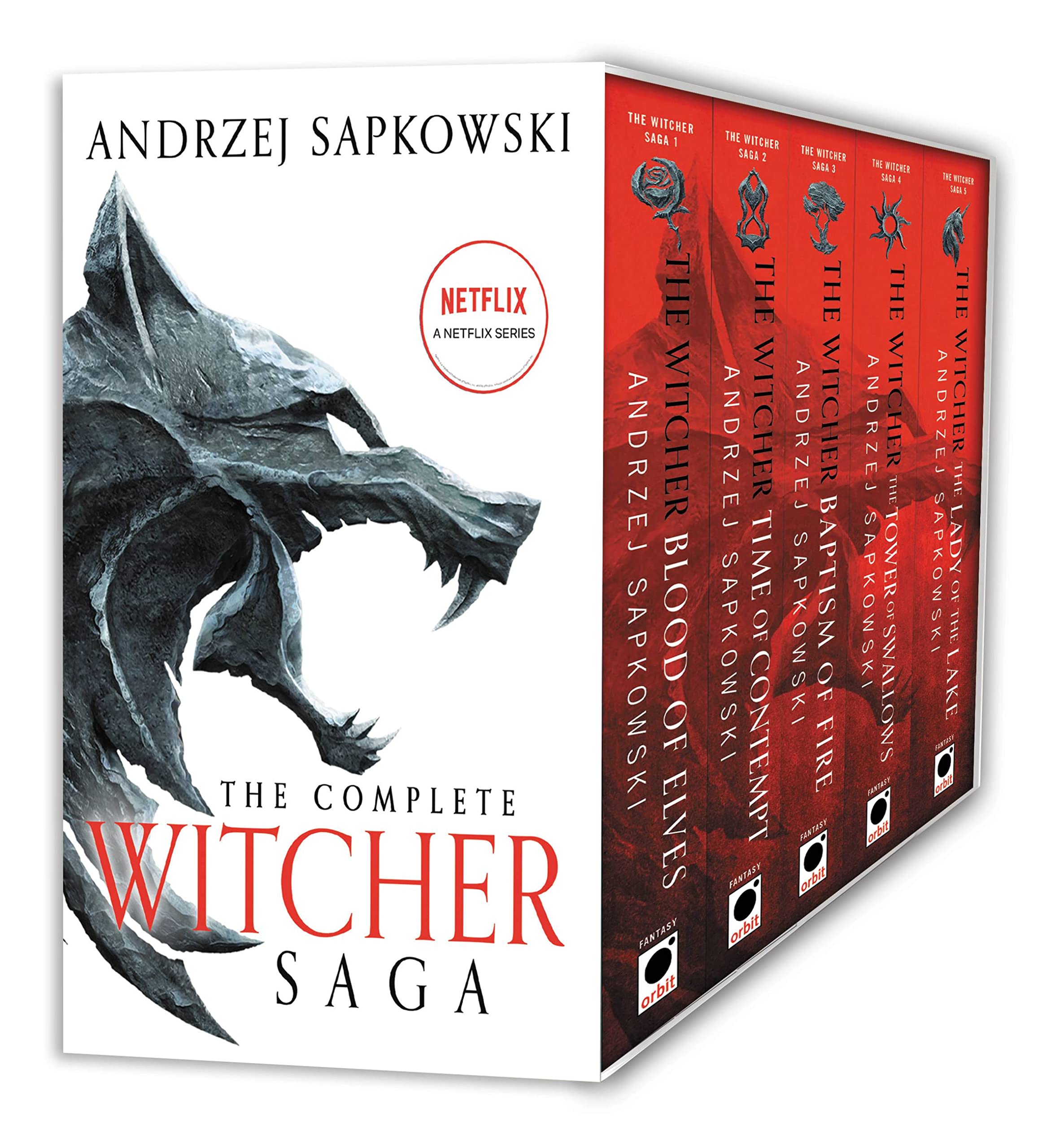 The Witcher Boxed Set: Blood of Elves, the Time of Contempt, Baptism of Fire, the Tower of Swallows, the Lady of the Lake by Sapkowski, Andrzej