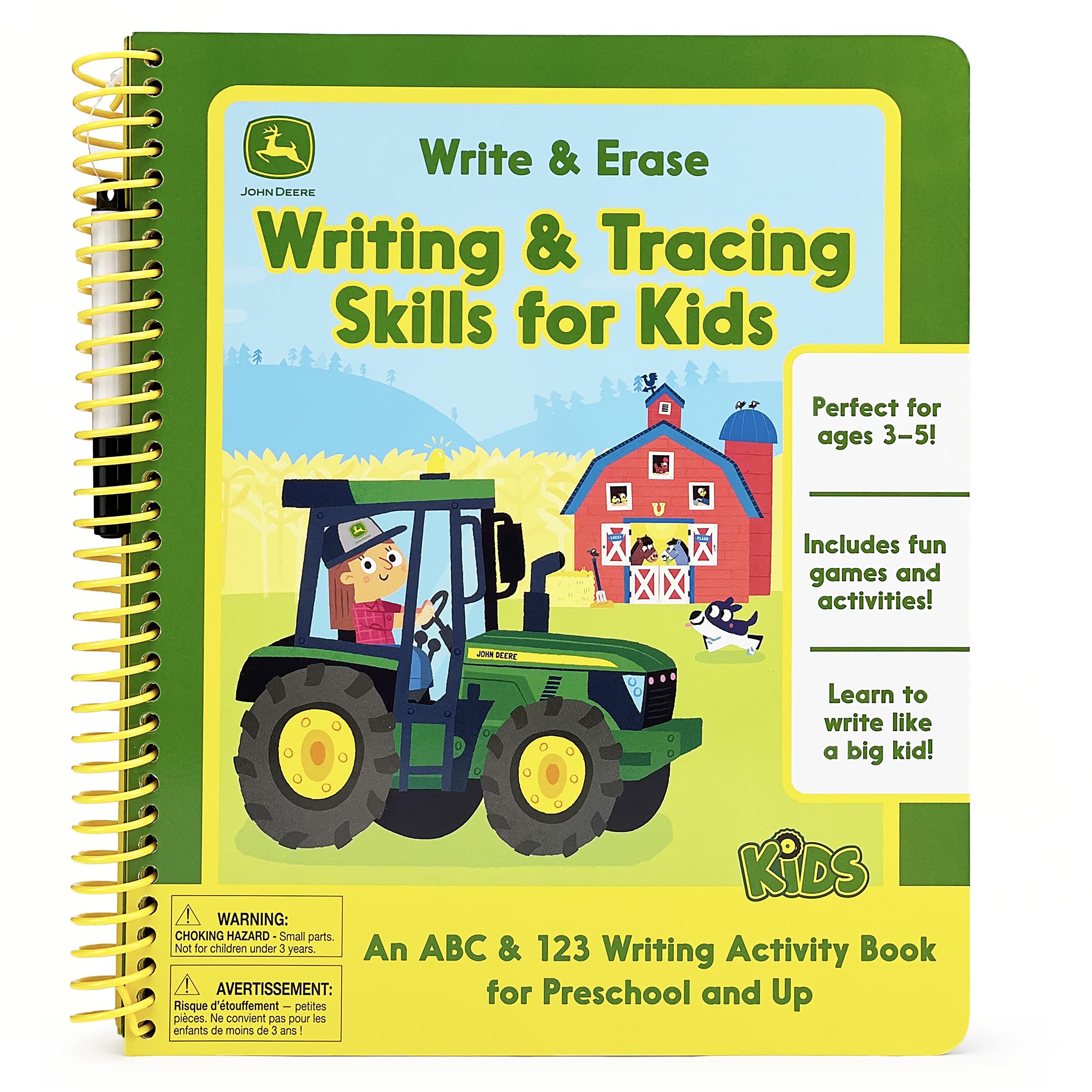 John Deere Kids Write & Erase Writing & Tracing Skills for Kids by Cottage Door Press