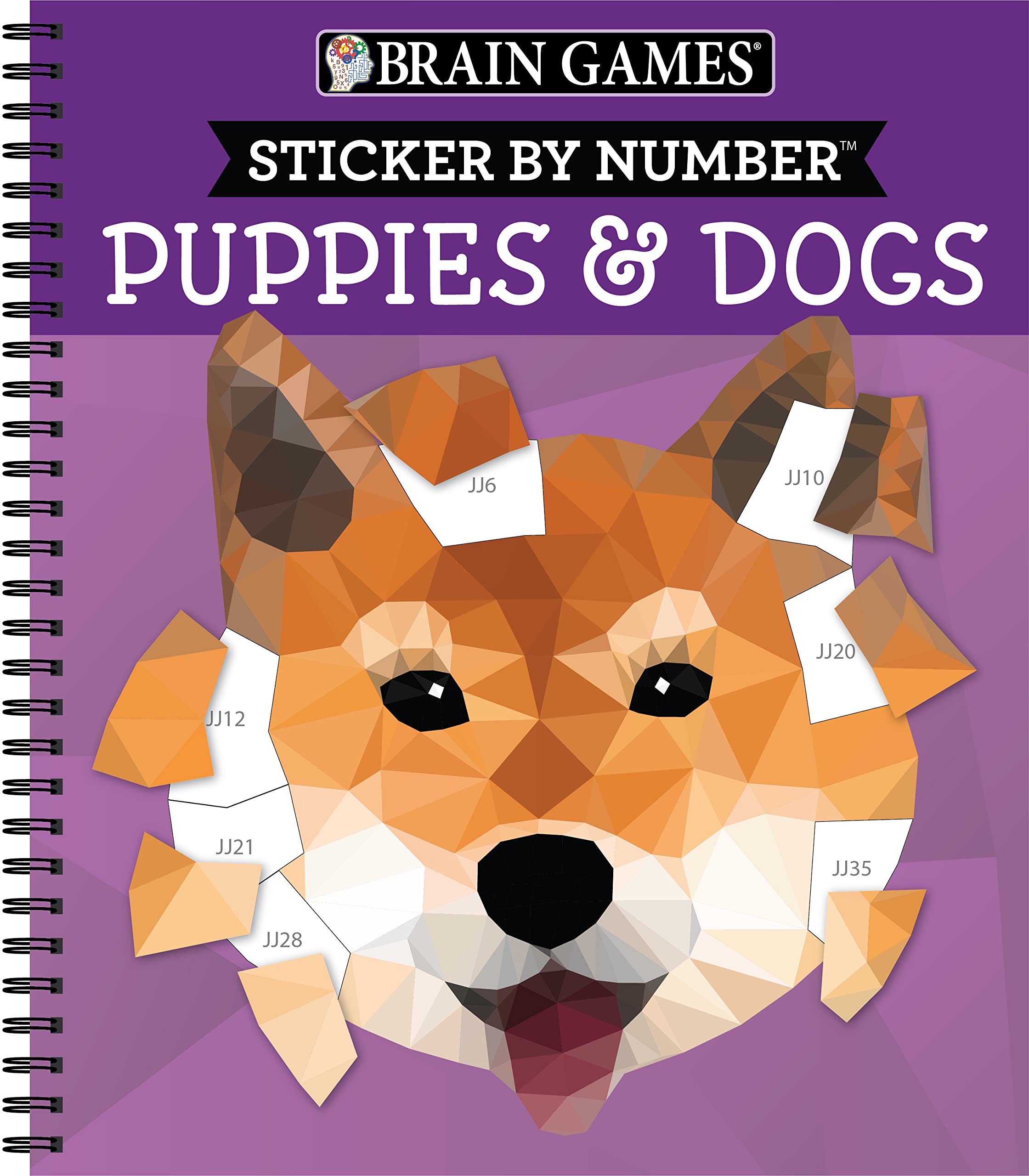 Brain Games - Sticker by Number: Puppies & Dogs - 2 Books in 1 (42 Images to Sticker) by Publications International Ltd