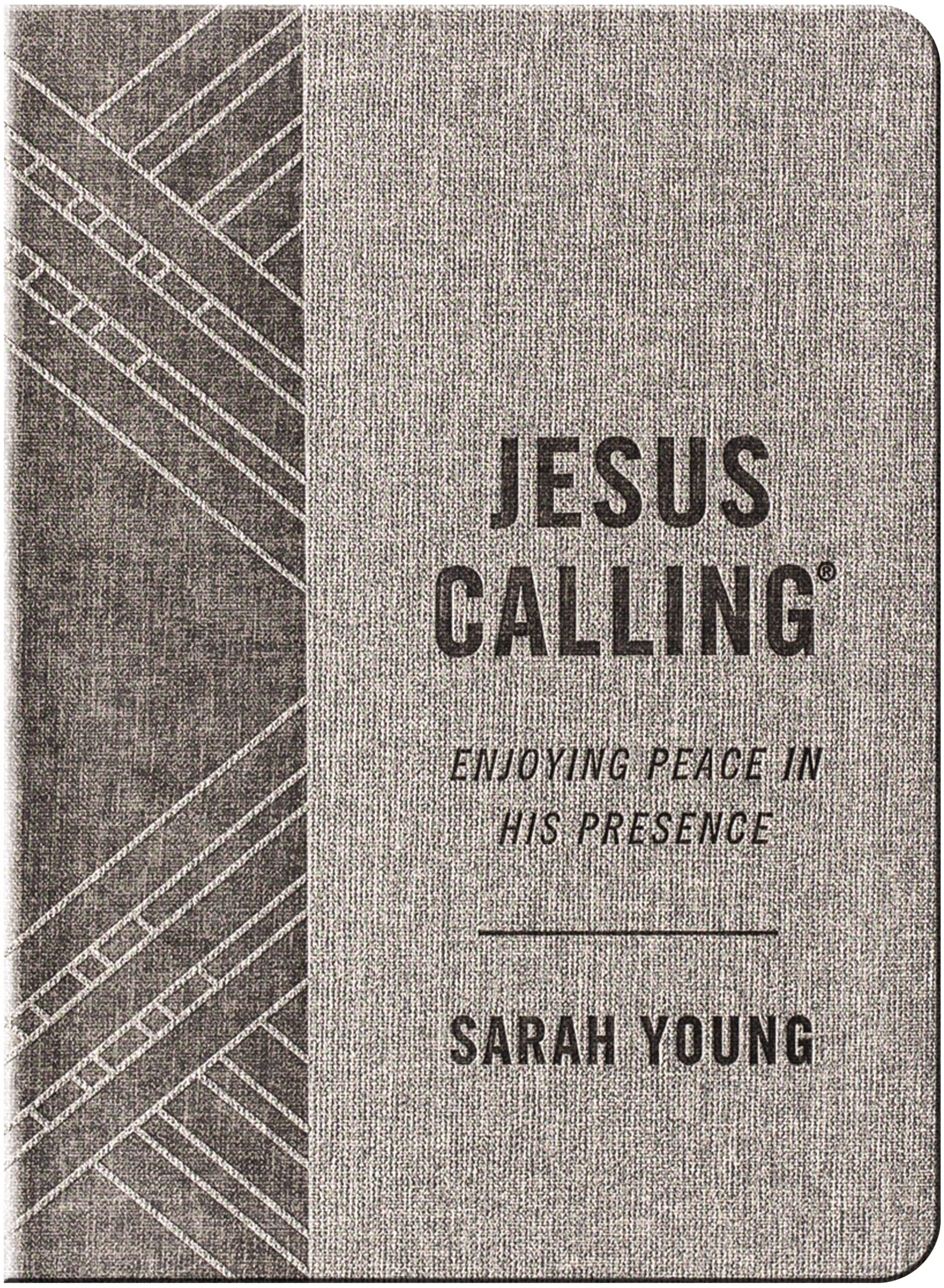 Jesus Calling, Textured Gray Leathersoft, with Full Scriptures: Enjoying Peace in His Presence by Young, Sarah