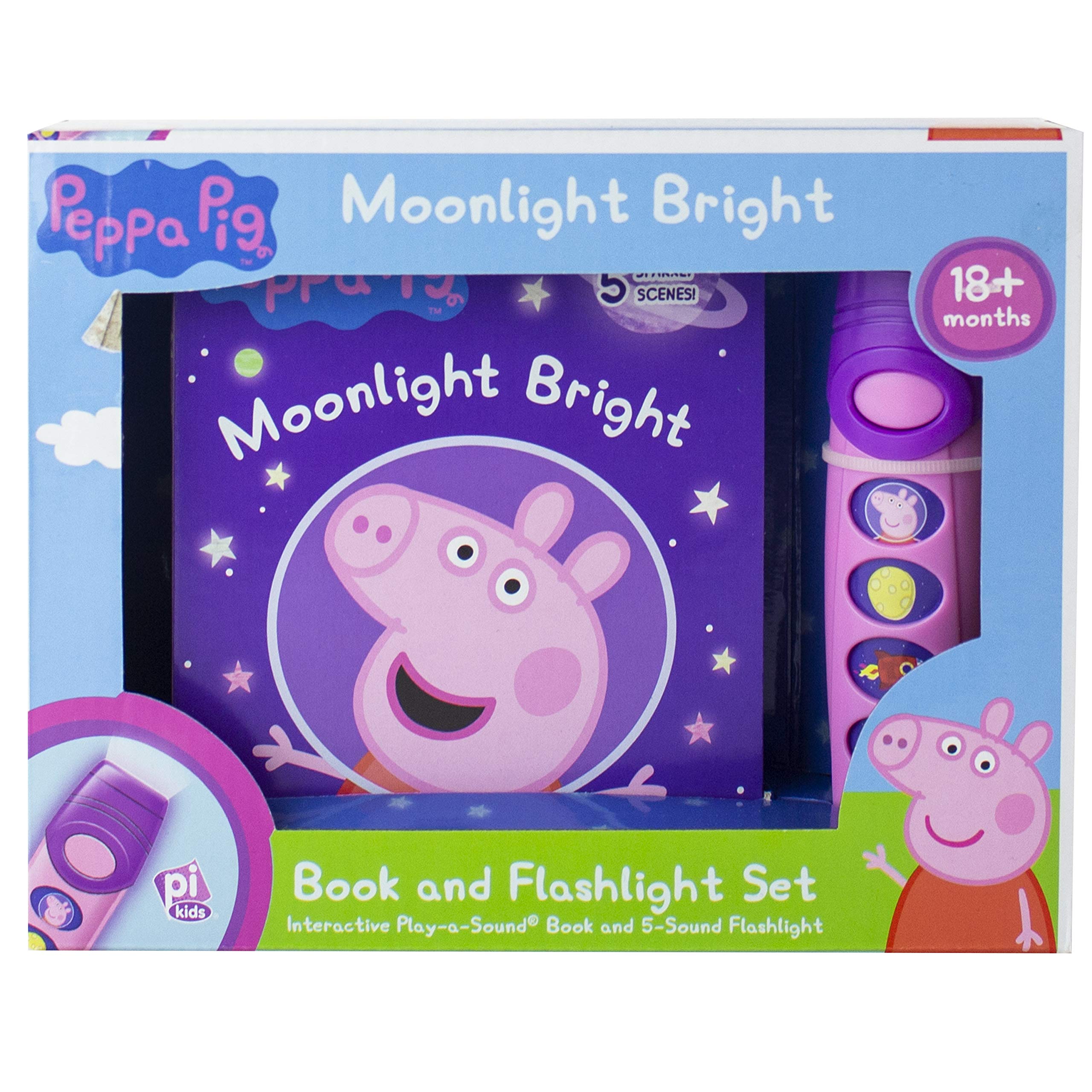 Peppa Pig: Moonlight Bright Book and 5-Sound Flashlight Set [With Flashlight and Battery] by Pi Kids