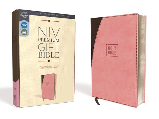 Niv, Premium Gift Bible, Leathersoft, Pink/Brown, Red Letter Edition, Comfort Print by Zondervan