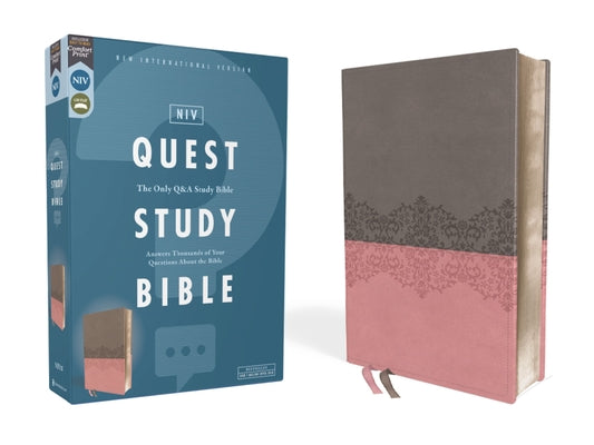 Niv, Quest Study Bible, Leathersoft, Gray/Pink, Comfort Print: The Only Q and A Study Bible by Christianity Today Intl