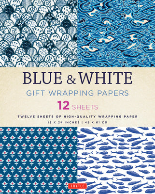 Blue & White Gift Wrapping Papers - 12 Sheets: 18 X 24 Inch (45 X 61 CM) Wrapping Paper by Tuttle Publishing