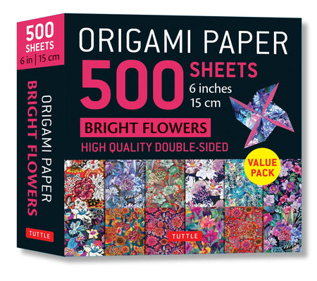 Origami Paper 500 Sheets Bright Flowers 6 (15 CM): Double-Sided Origami Sheets with 12 Punchy Floral Designs (Instructions for 5 Projects Included) by Tuttle Studio