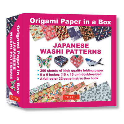 Origami Paper in a Box - Japanese Washi Patterns: 200 Sheets of Tuttle Origami Paper: 6x6 Inch Origami Paper Printed with 12 Different Patterns: 32-Pa by Tuttle Studio