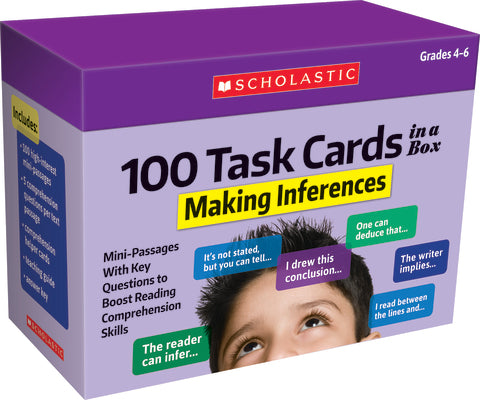 100 Task Cards in a Box: Making Inferences: Mini-Passages with Key Questions to Boost Reading Comprehension Skills by Ghiglieri, Carol