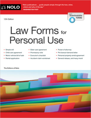 Law Forms for Personal Use by Nolo the Editors, The Editors of Nolo