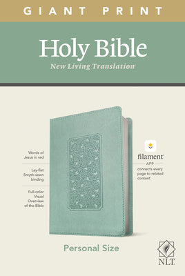 NLT Personal Size Giant Print Bible, Filament Enabled Edition (Red Letter, Leatherlike, Floral Frame Teal) by Tyndale