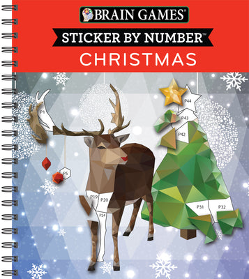 Brain Games - Sticker by Number: Christmas (28 Images to Sticker - Reindeer Cover) by Publications International Ltd