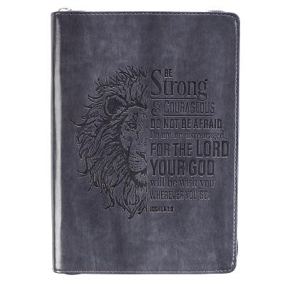 Strong & Courageous Classic Lux-Leather Zip Journal by
