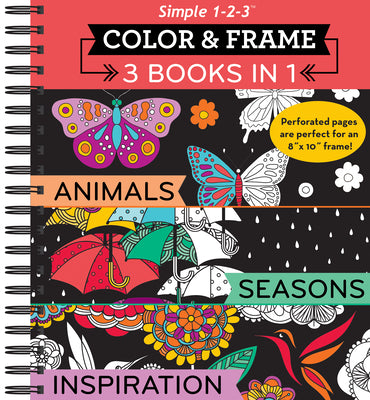 Color & Frame - 3 Books in 1 - Animals, Seasons, Inspiration (Adult Coloring Book) by New Seasons