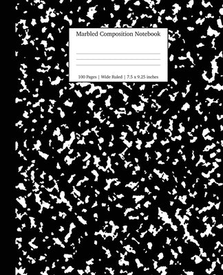 Marbled Composition Notebook: Black Marble Wide Ruled Paper Subject Book by Young Dreamers Press